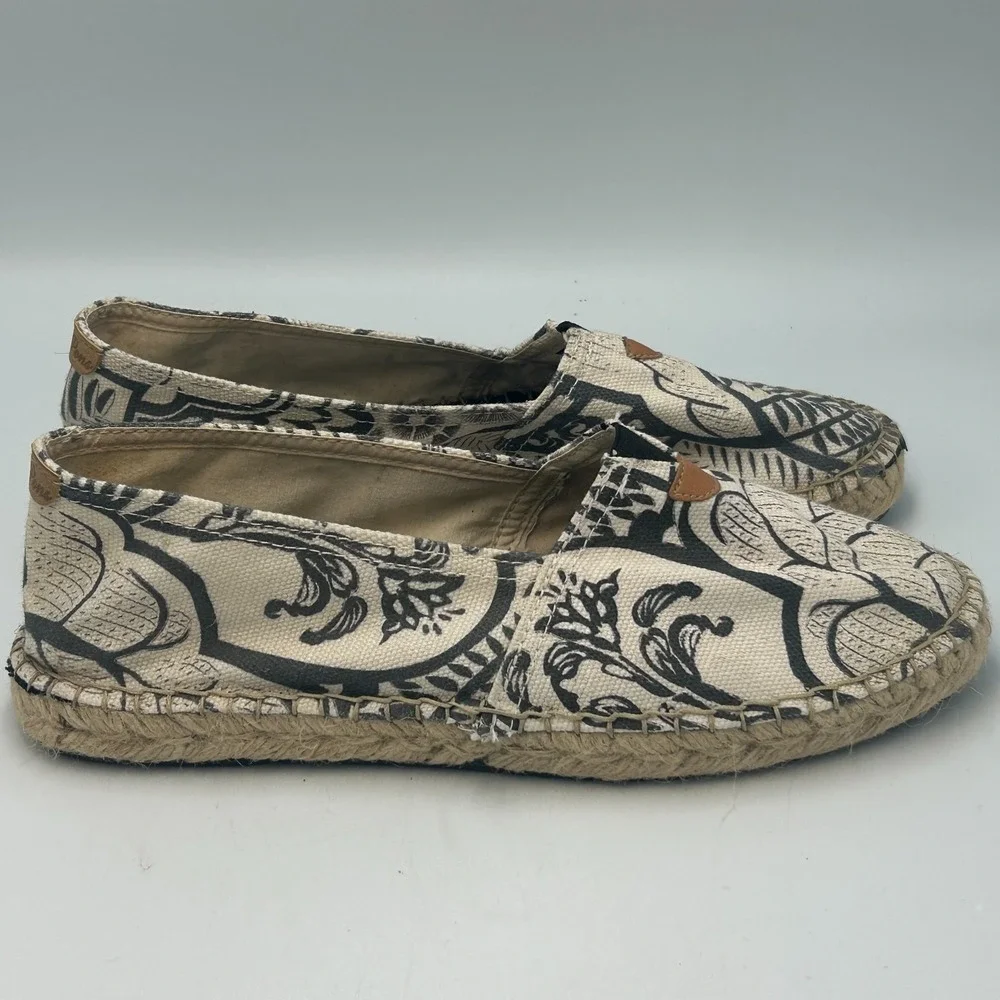 Toni Pons Black White Canvas Espadrilles Slip On Shoes Womens 40 US 9 Vegan Flat